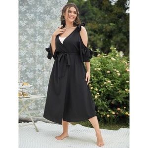 PLUS COLD SHOULDER BOWE DESIGN CARDIGAN, KIMONO